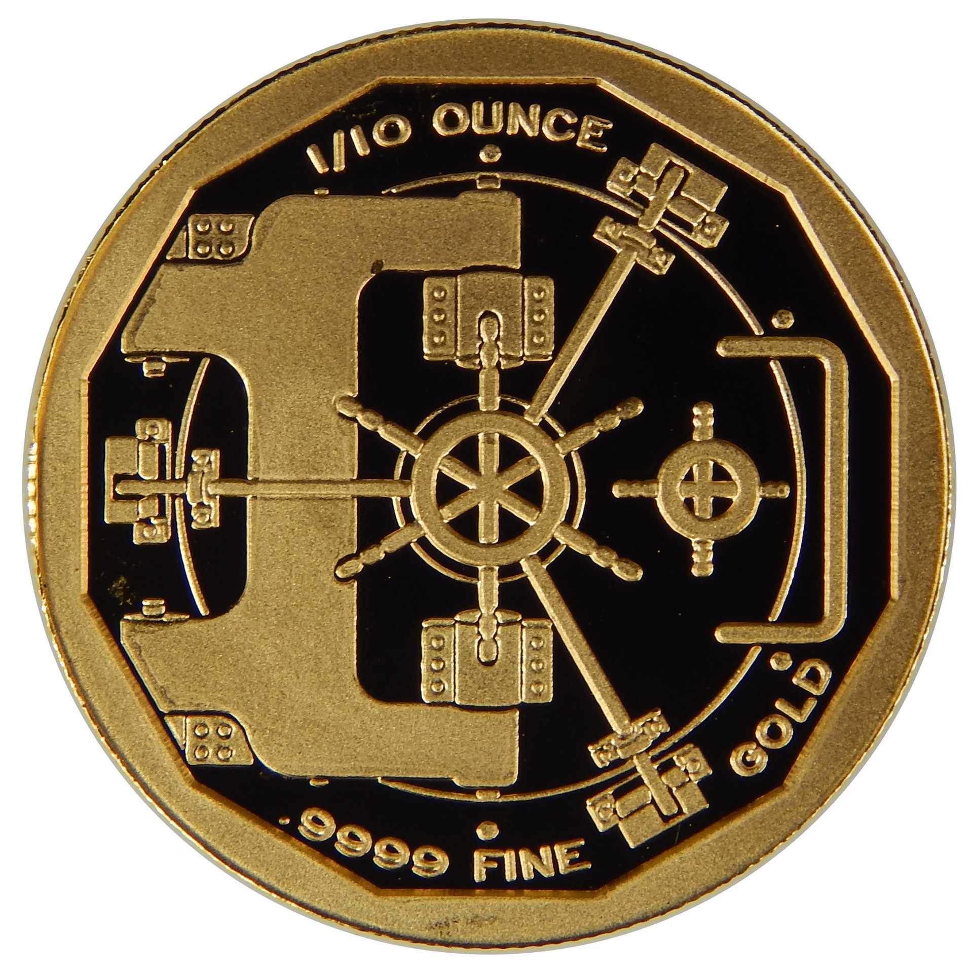 0.1 oz Gold Round Buried Treasure - Reverse - Shinybars
